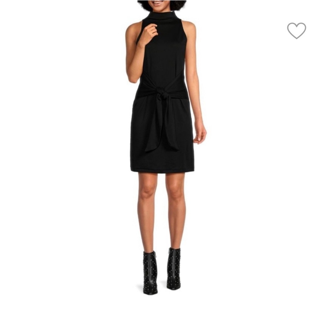 Vince Black Sleeveless Tie-Waist Mini Dress